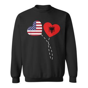 Loving Albania Usa Flag Heart Albanian Americans Love Sweatshirt - Monsterry DE