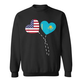 Loving Usa Kazakhstan Flag Heart Kazakh Americans Love Sweatshirt - Monsterry DE