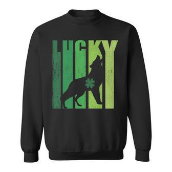 Lucky Wolf Lovers Shamrock Irish St Patricks Day Sweatshirt | Mazezy