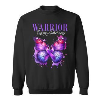 Lupus Awareness Warrior Survivor Purple Butterflies Sweatshirt | Mazezy CA