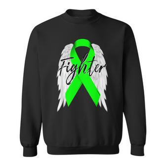 Lymphoma Cancer Fighter Lime Ribbon Angel Wingsr Sweatshirt - Monsterry