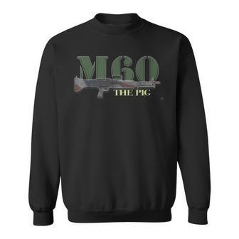 M60 Military Machine Gun American Flag Graphic Sweatshirt - Monsterry