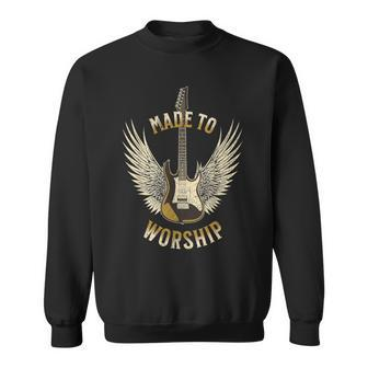 Made To Worship Musician Guitar Faith Plectrum Sweatshirt - Monsterry