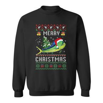 Mahi Mahi Fish Lover Xmas Tree Santa Mahi Mahi Christmas Sweatshirt - Monsterry AU