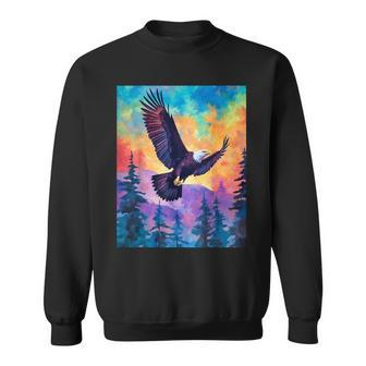 Majestic Eagle Silhouette Freedom's Colors Sweatshirt | Mazezy