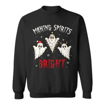 Making Spirits Bright Creepy Goth Xmas Family Holiday Pjs Sweatshirt - Monsterry DE