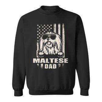Maltese Dad Cool Vintage Retro Proud American Sweatshirt | Mazezy CA