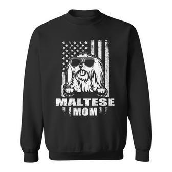 Maltese Mom Cool Vintage Retro Proud American Sweatshirt | Mazezy UK