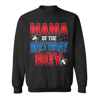 Mama Of The Birthday Boy Costume Spider Web Birthday Party Sweatshirt - Seseable