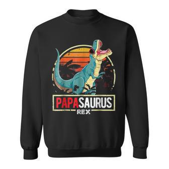 Man Papasaurus Rex Top For Men Retro Family Present For Dad Sweatshirt - Monsterry