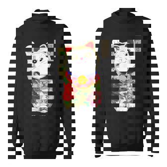 Maneki Neko Cool Japanese Lucky Cat Kawaii Sweatshirt - Thegiftio