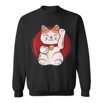 Maneki-Neko Lucky Cat Statue Waving Japanese Style Sweatshirt - Monsterry AU