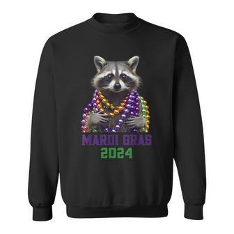 Mardi Gras 2024 Bead Party Street Parade Cute Raccoon Sweatshirt - Monsterry UK