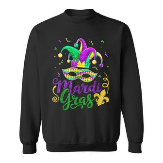 Mardi Gras 2024 S Girls Mask Beads New Orleans Party Sweatshirt - Seseable