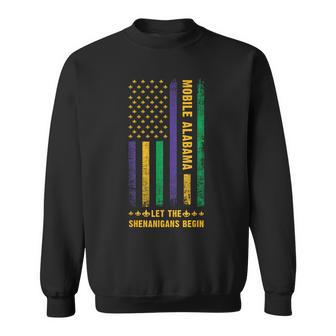 Mardi Gras Mobile Alabama Fleur-De-Lis American Flag Sweatshirt - Monsterry