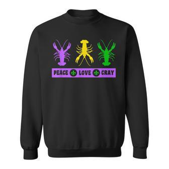 Mardi Gras Parade Peace Love Crawfish Crayfish New Orleans Sweatshirt - Monsterry UK