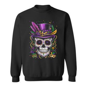 Mardi Gras Skull Top Hat Beads Mask New Orleans Louisiana Sweatshirt - Thegiftio