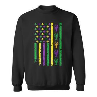 Mardi Gras Us American Flag With Crawfish New Orleans Sweatshirt | Mazezy