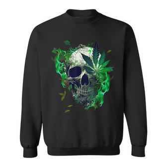 Marijuana Skull Smoke Weed Cannabis 420 Pot Leaf Sugar Skull Sweatshirt | Mazezy