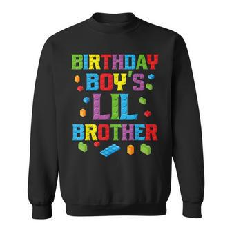Master Builder Birthday Boy's Lil Brother Building Bricks Sweatshirt | Mazezy