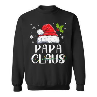 Matching Family Christmas Pajamas Xmas Lights Papa Claus Sweatshirt - Monsterry