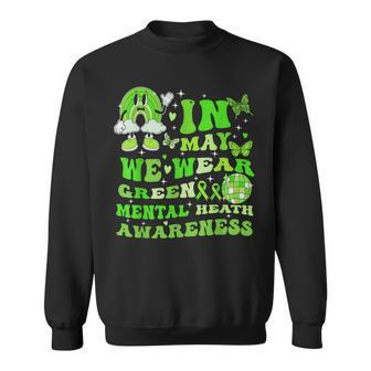 In May We Wear Green Mental Health Awareness Disco Ball Sweatshirt - Monsterry