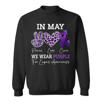 In May We Wear Purple Lupus Awareness Ribbon Purple Lupus Sweatshirt - Seseable