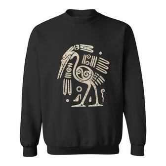 Mayan Indian Heron Crane Ancient Tribal Abstract Bird Style Sweatshirt - Monsterry CA