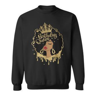 Melanin Birthday Queen African American Afro Girls Women Sweatshirt - Monsterry