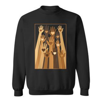 Melanin Hand Hearts Black History Month Blm African American Sweatshirt - Thegiftio UK