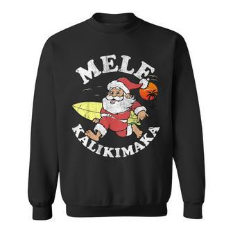 Mele Kalikimaka Christmas Santa Surfing A Wave Shaka Costume Sweatshirt - Thegiftio UK