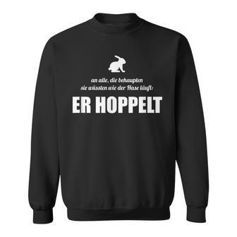 Men's Der Hase Hoppelt Hase Hoppelt Fun Black Sweatshirt - Seseable