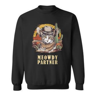 Meowdy Partner Cat Howdy Meme Wild West Cowboy Hat Sweatshirt - Monsterry AU