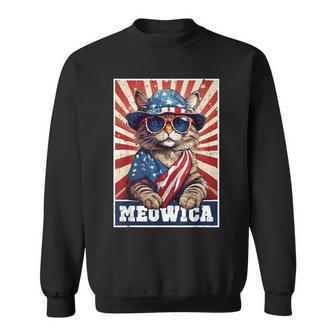 Meowica 4Th Of July Cat American Flag Cat 4Th Of July Sweatshirt - Monsterry UK