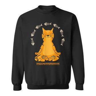 Meowmmm Cat Meditation In Lotus Pose Cute Yoga Cat Sweatshirt - Seseable