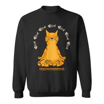Meowmmm Cat Meditation In Lotus Pose Cute Yoga Cat Sweatshirt | Seseable UK