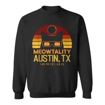 Meowtality Solar Eclipse 2024 Black Cat Austin Texas Sweatshirt - Monsterry CA