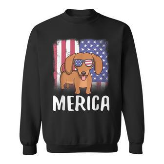 Merica Dachshund Dog Usa American Flag 4Th Of July Patriotic Sweatshirt - Monsterry