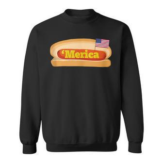 'Merica Hot Dog Flag Patriotic American Flag Hot Dog Sweatshirt - Monsterry