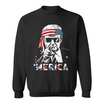 'Merica Trump Happy 4Th Of July Trump American Flag Sweatshirt - Monsterry DE