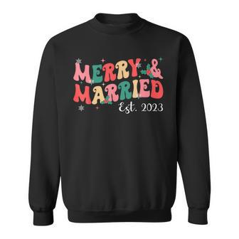 Merry & Married 2023 First Christmas Pajama Couples Matching Sweatshirt - Monsterry UK