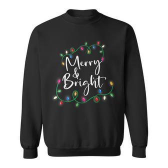 Merry And Bright Christmas Lights Xmas Holiday Family Match Sweatshirt | Mazezy