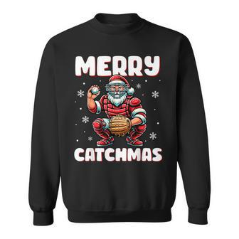 Merry Catchmas Santa Claus Baseball Catcher Xmas Christmas Sweatshirt - Thegiftio UK