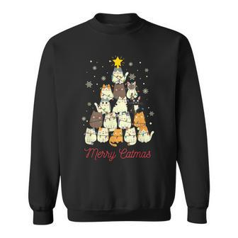 Merry Catmas Cat Christmas Tree Cat Lover Sweatshirt - Thegiftio UK