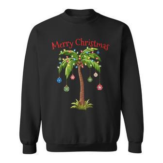 Merry Christmas Palm Tree Light Hawaiian Tropical Christmas Sweatshirt | Mazezy