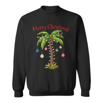 Merry Christmas Palm Tree Light Hawaiian Tropical Christmas Sweatshirt - Thegiftio UK