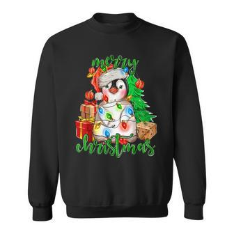 Merry Christmas Penguin Xmas Tree Lights Xmas Holiday Pajama Sweatshirt - Seseable