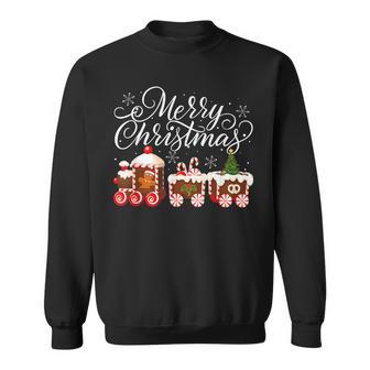 Merry Christmas Train Santa Claus Gingerbread House Pajamas Sweatshirt - Seseable