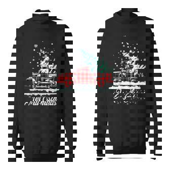 Merry Christmas Vintage Plaid Snow Truck Tree Pickup Sweatshirt - Monsterry