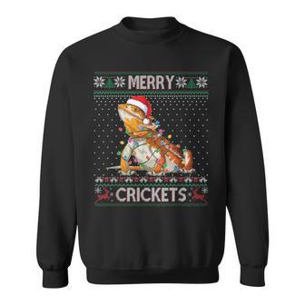 Merry Crickets Bearded Dragon Ugly Sweater Christmas Pajama Sweatshirt - Monsterry AU